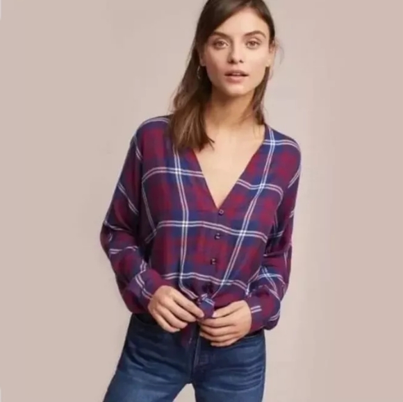 Anthropologie Sloane plaid button down tie - Picture 1 of 6